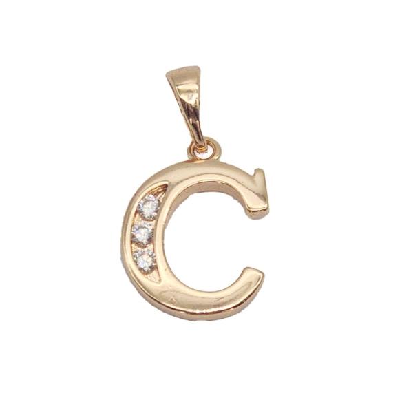 Cadena y dije de oro laminado letra "C"
