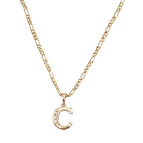 Cadena y dije de oro laminado letra "C"