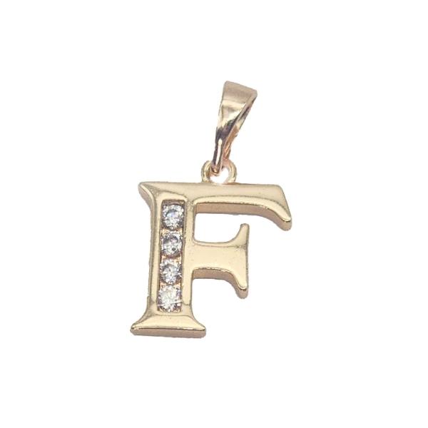 Cadena y dije de oro laminado letra "F"