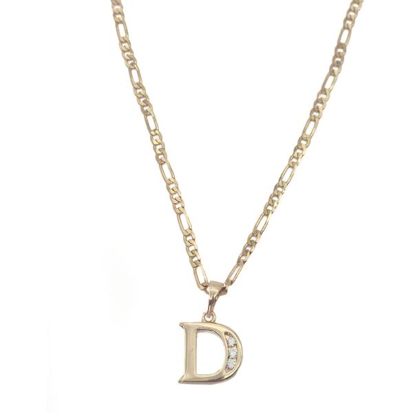 Cadena y dije de oro laminado letra D