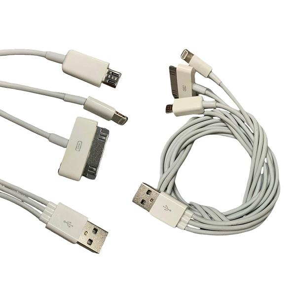 Cable cargador 3 en 1 Multicargador V8 Lightning 30 Pin 1 Metro Durable