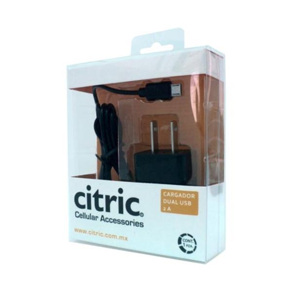 Citric Cargador Dual Micro USB V8 2A Carga Rápida USB 2.0 Pared Certificado