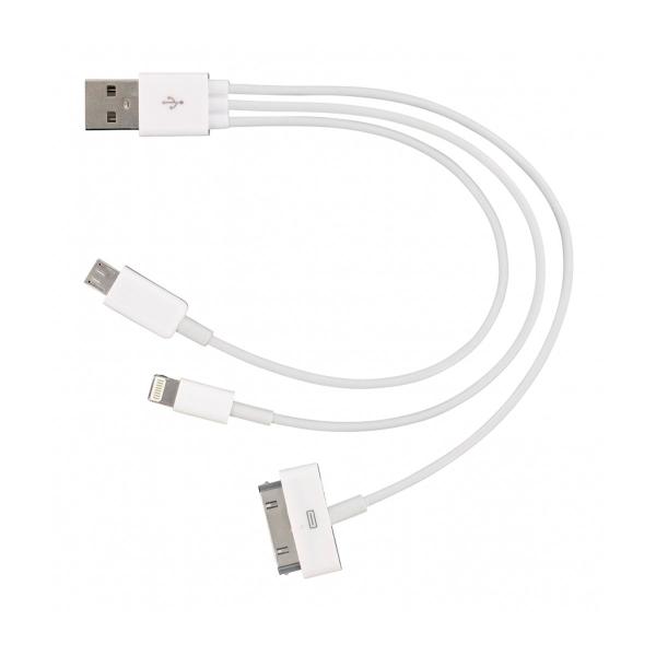 Cable Pulpo 3 en 1 Universal 30Pin Lightning V8 USB Carga Rápida Resistente