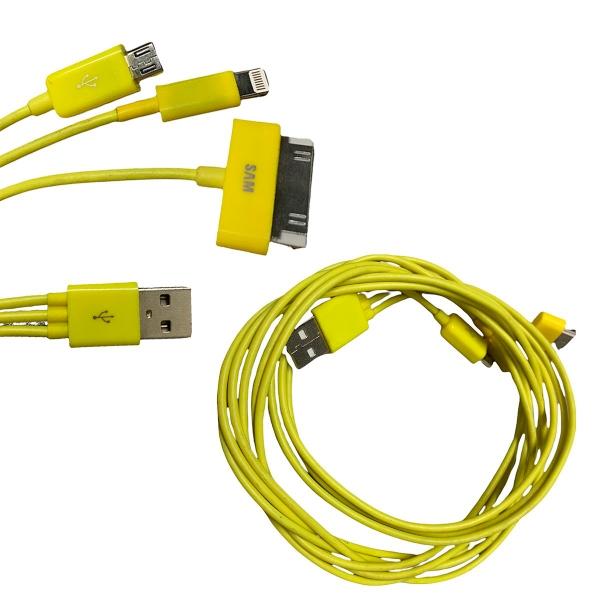 Cable cargador 3 en 1 Multicargador V8 Lightning 30 Pin 1 Metro Durable