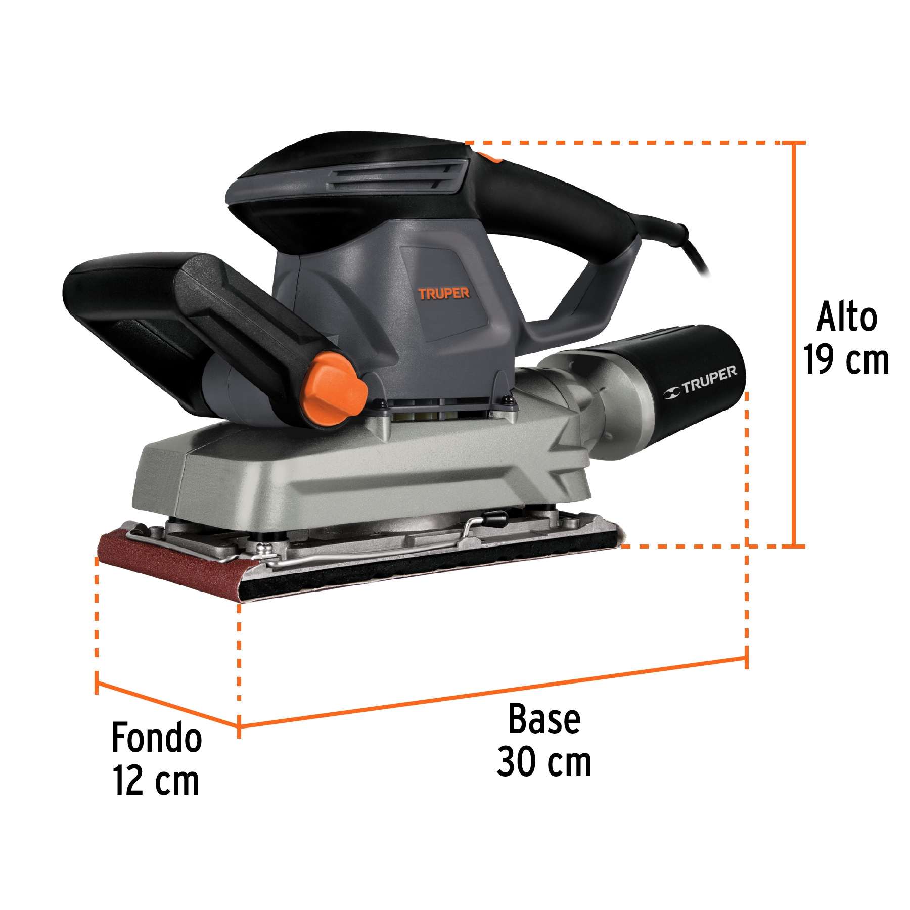 Lijadora orbital industrial 1/2 hoja 360 W, TRUPER 