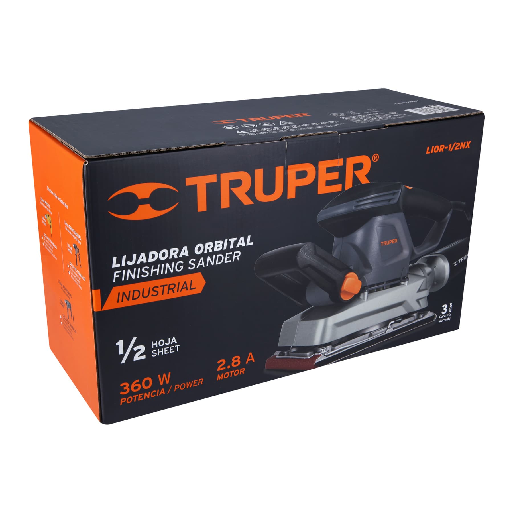 Lijadora orbital industrial 1/2 hoja 360 W, TRUPER 