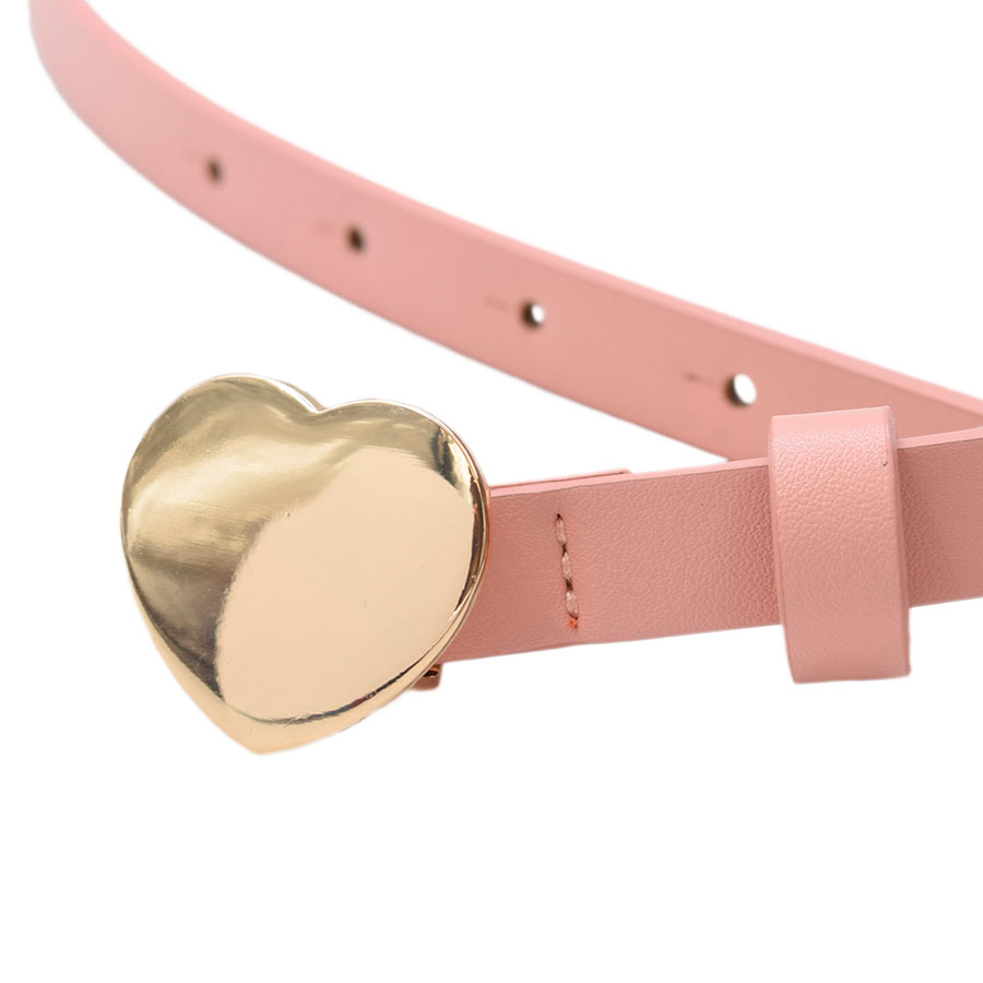 Cinturón Delgado Rosa Hebilla de Corazón Para Niña 