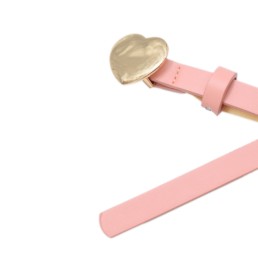 Cinturón Delgado Rosa Hebilla de Corazón Para Niña 