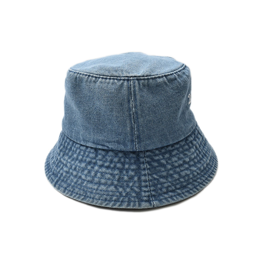 Sombrero Bucket Ajustable Apariencia  Mezclilla Detalle de Letras Bordadas