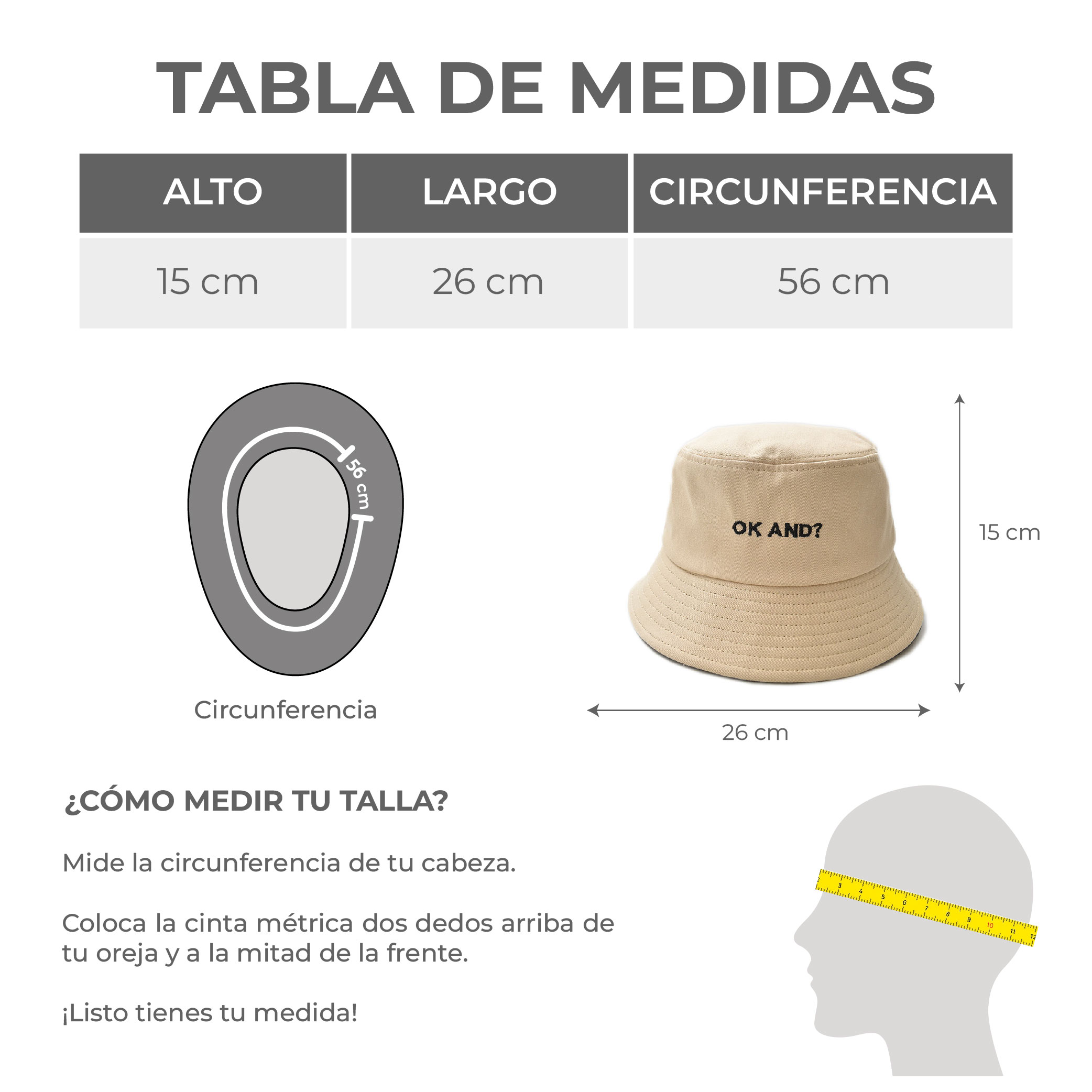 Sombrero Bucket Ajustable Caqui Detalle de Letras Bordadas 