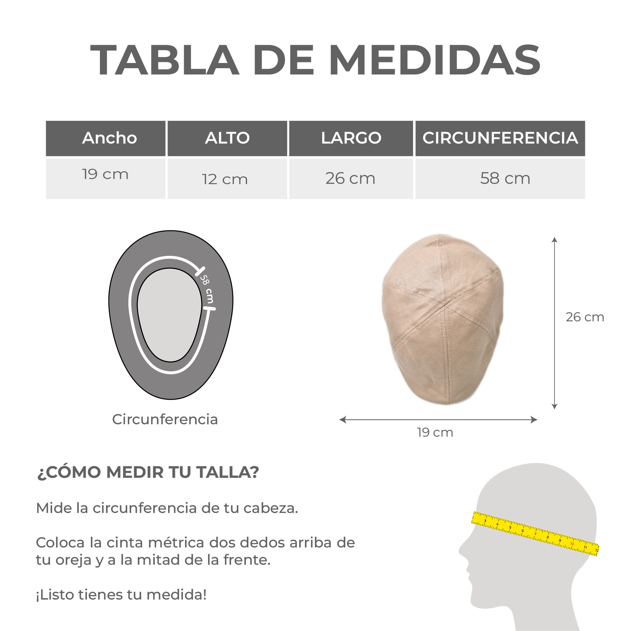 Gorra Boina Beige de Lino Para Caballero