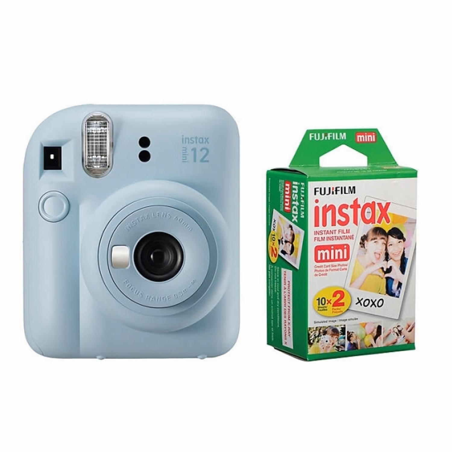 Combo Cámara Instantanea Instax Mini 12 Color Azul + Rollo Film 20 Exposiciones
