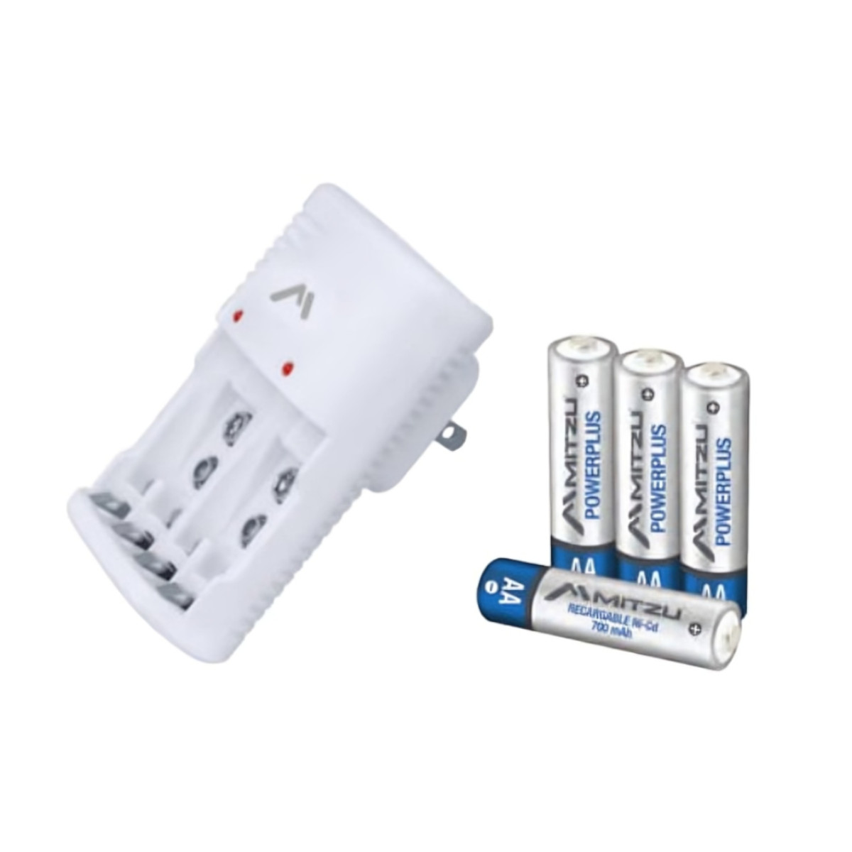 Cargador Mitzu MC-210 con 4 Pilas Recargables AA 700 mAh