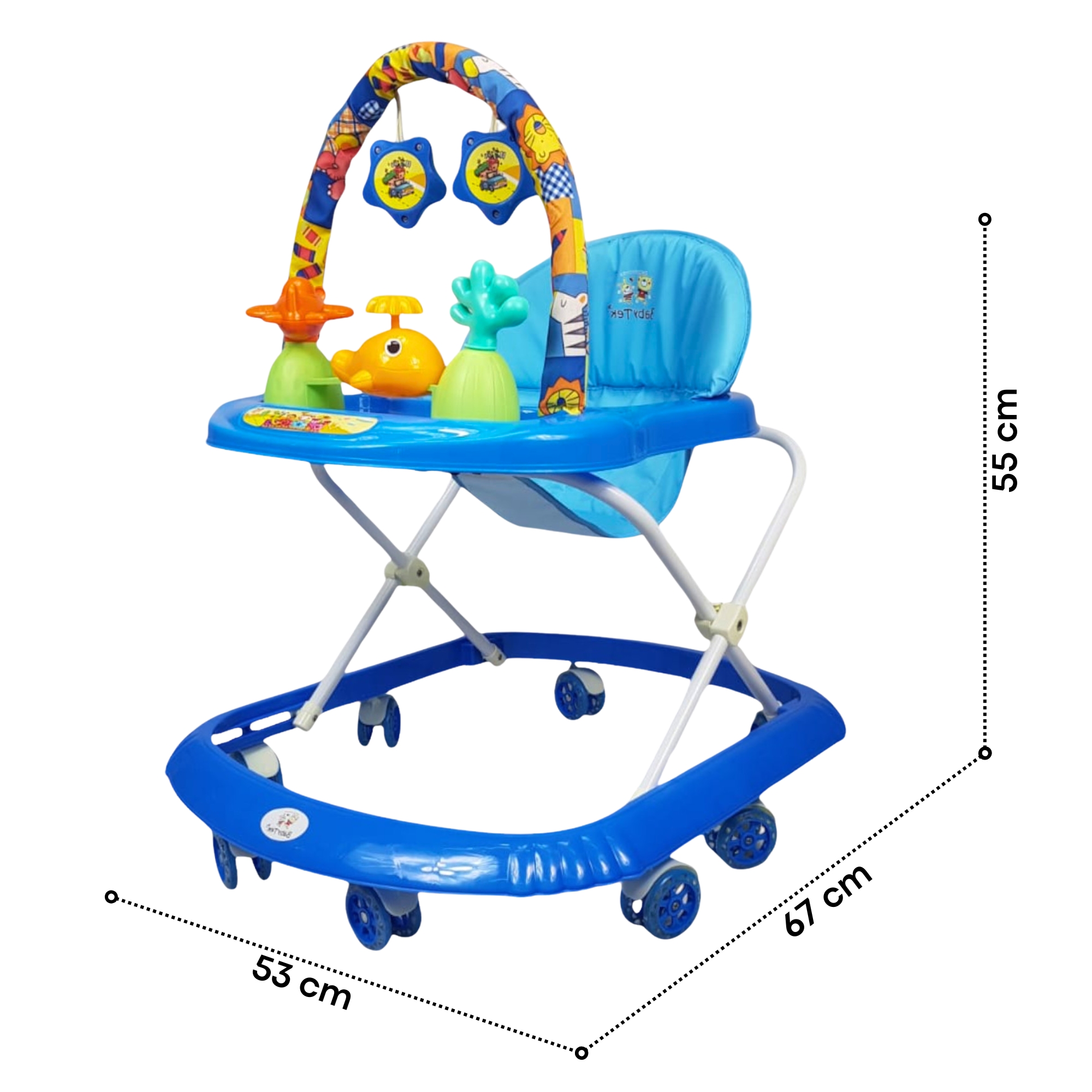 Andadera para Bebe Plegable, Andador 8 Llantas de Gel Ballena - Azul