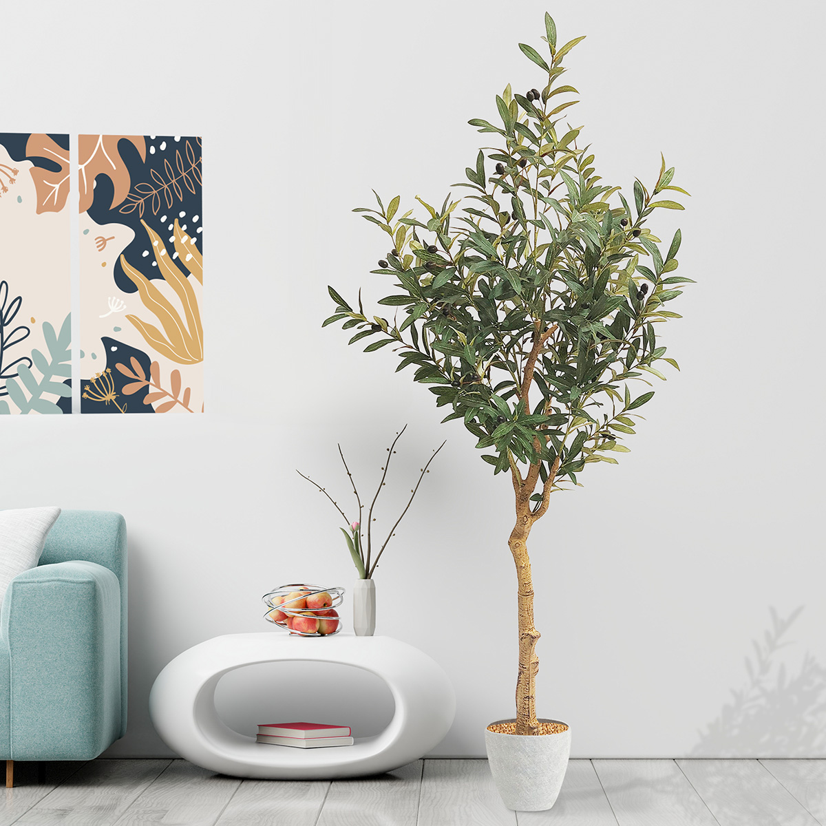 Planta artificial decorativa moderna con maceta Olivo grande de 180cm de alto Artego para hogar sala comercio oficina.