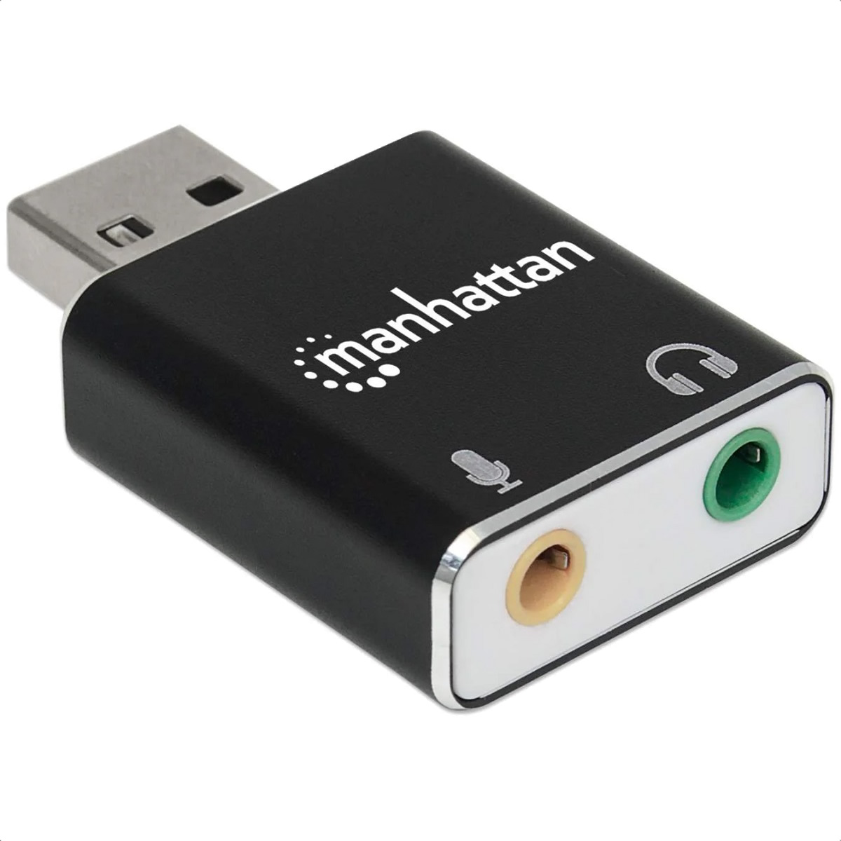 Convertidor Adaptador de Audio Manhattan Estereo USB a 3.5mm Alta Velocidad 152754