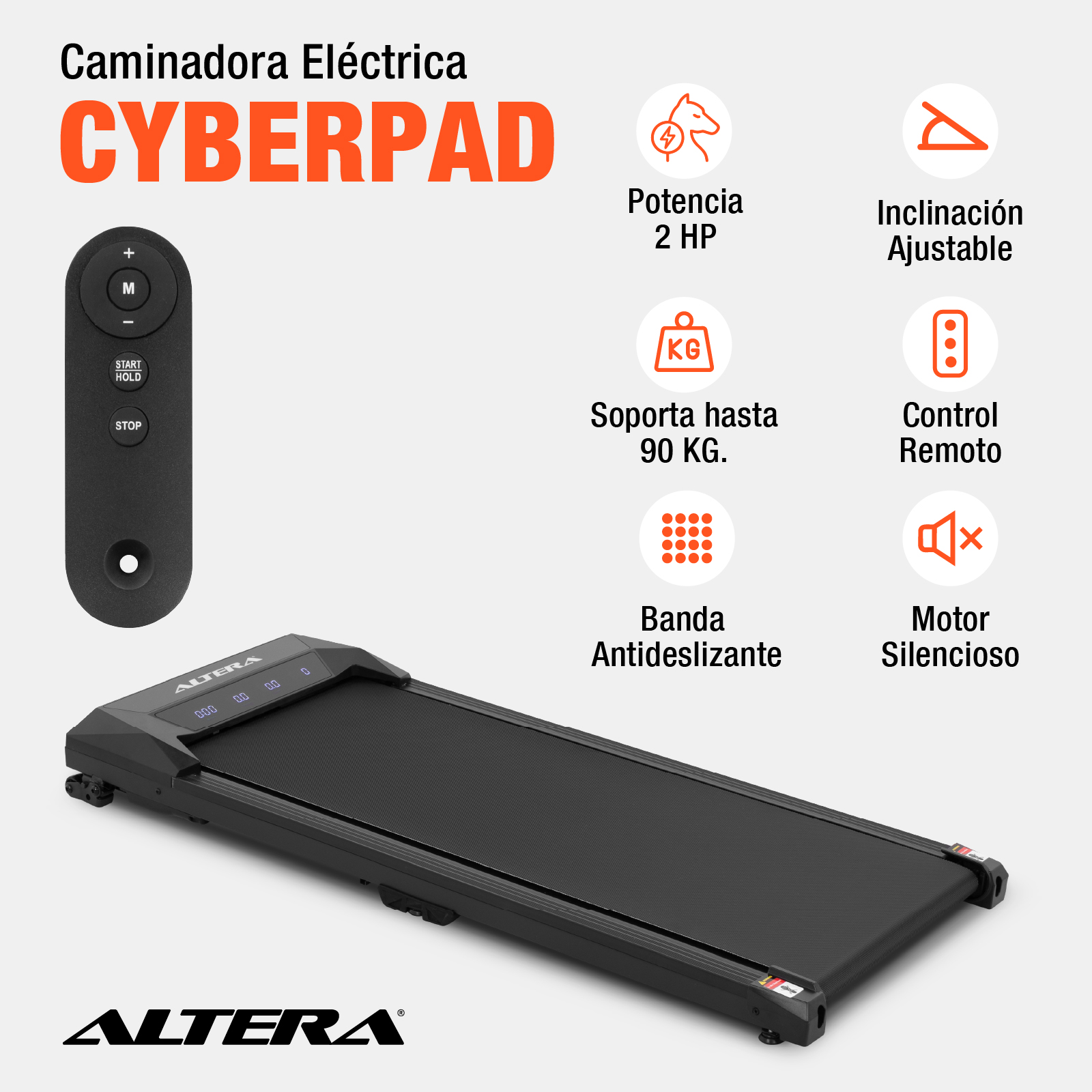 Caminadora Electrica Altera Portatil Walking Pad Inclinación