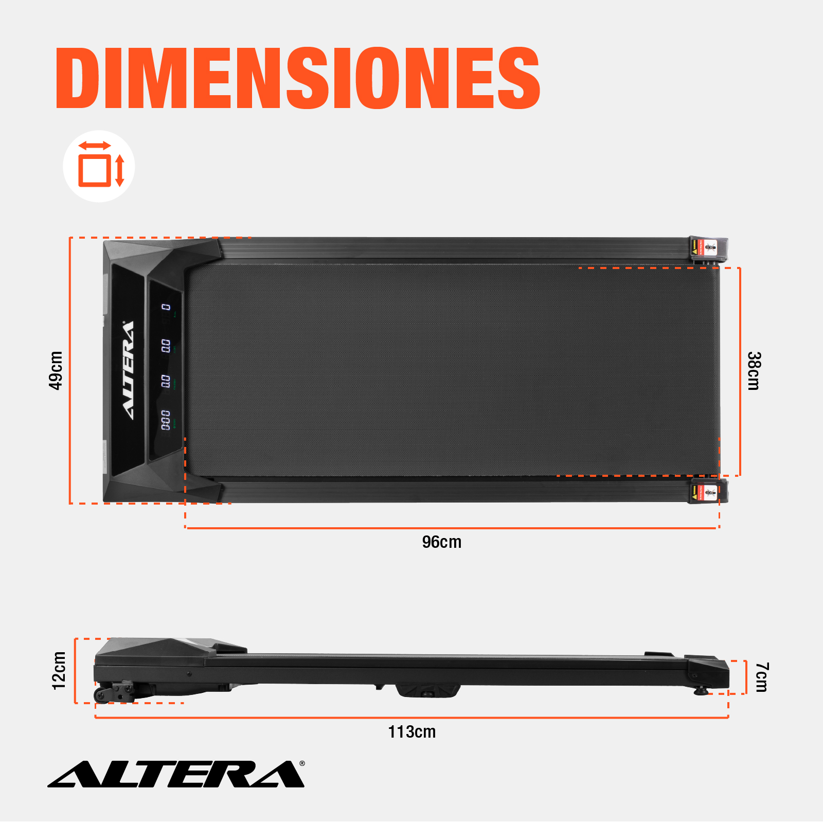 Caminadora Electrica Altera Portatil Walking Pad Inclinación