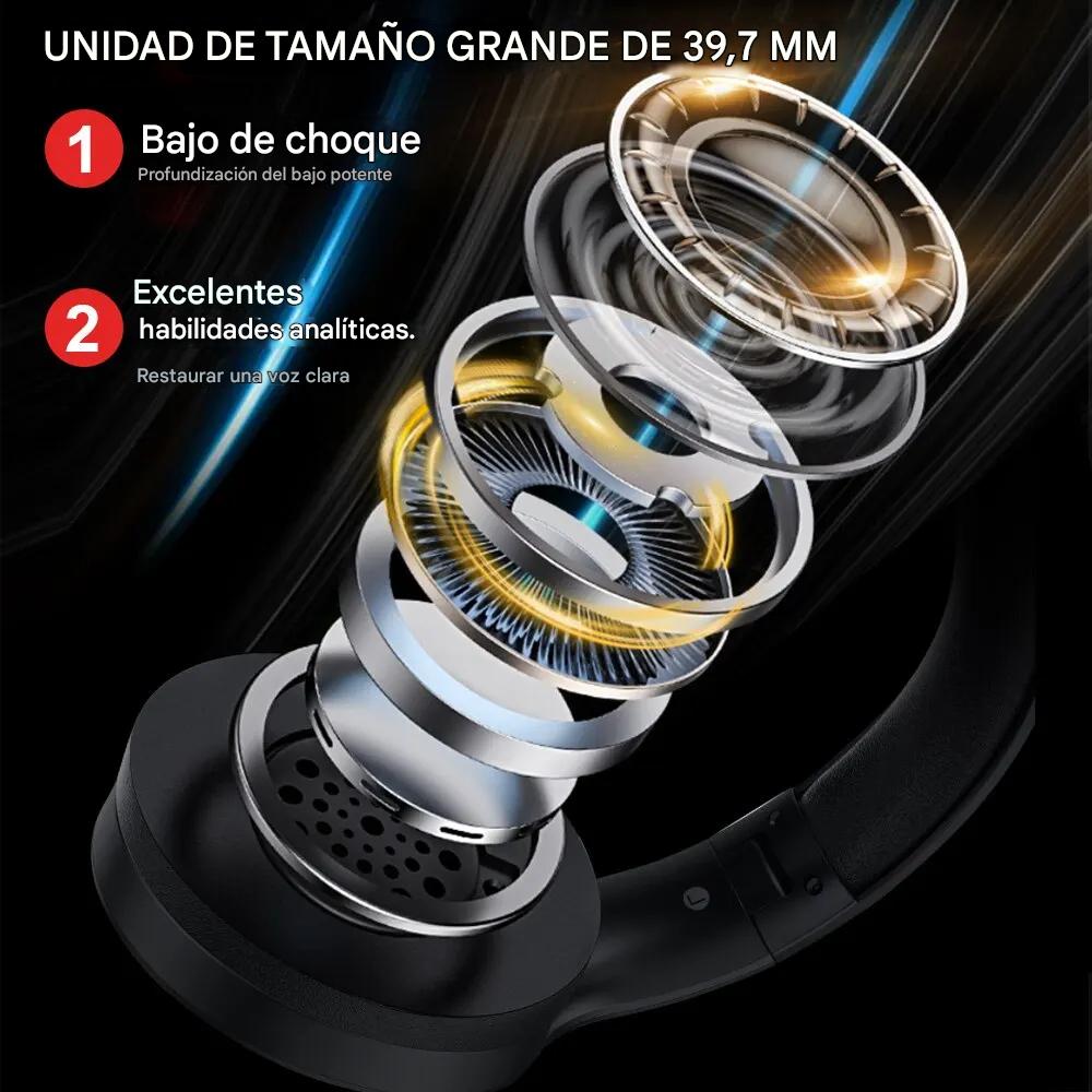 Diadema Auriculares inalámbricos con Bluetooth audífonos estéreo plegables rosa micrófono sonido HD