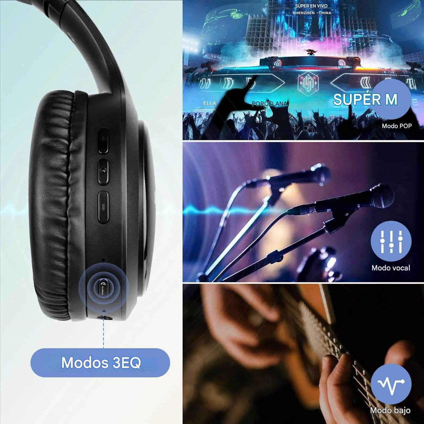 Diadema Auriculares inalámbricos con Bluetooth audífonos estéreo plegables rosa micrófono sonido HD