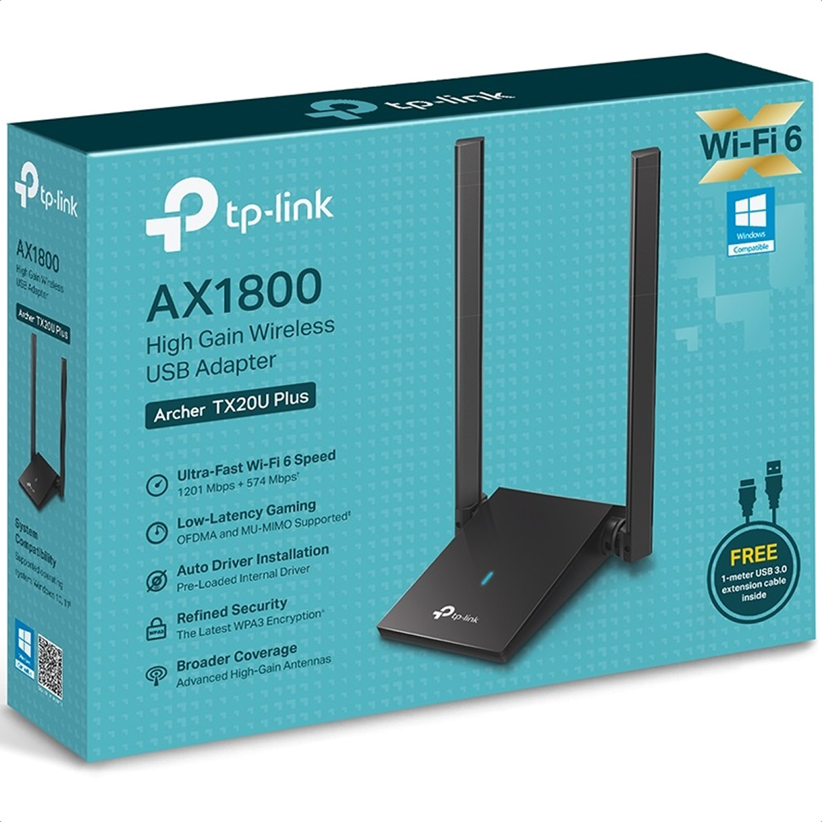 Adaptador Inalambrico USB Tp-Link Archer TX20U Plus Wi-Fi 6 Banda Dual AX1800