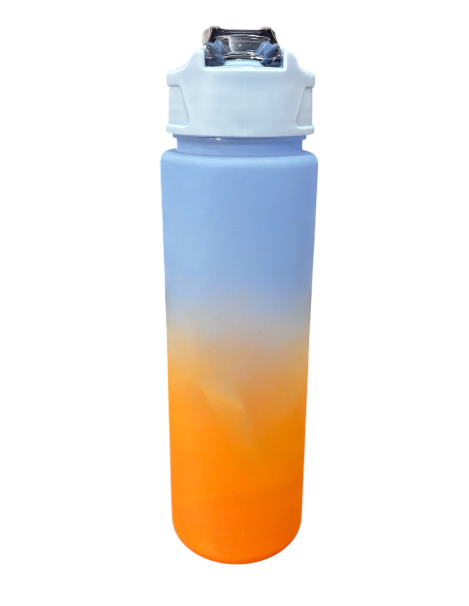 Termo de plástico Stitch morado con naranja de 750 ML