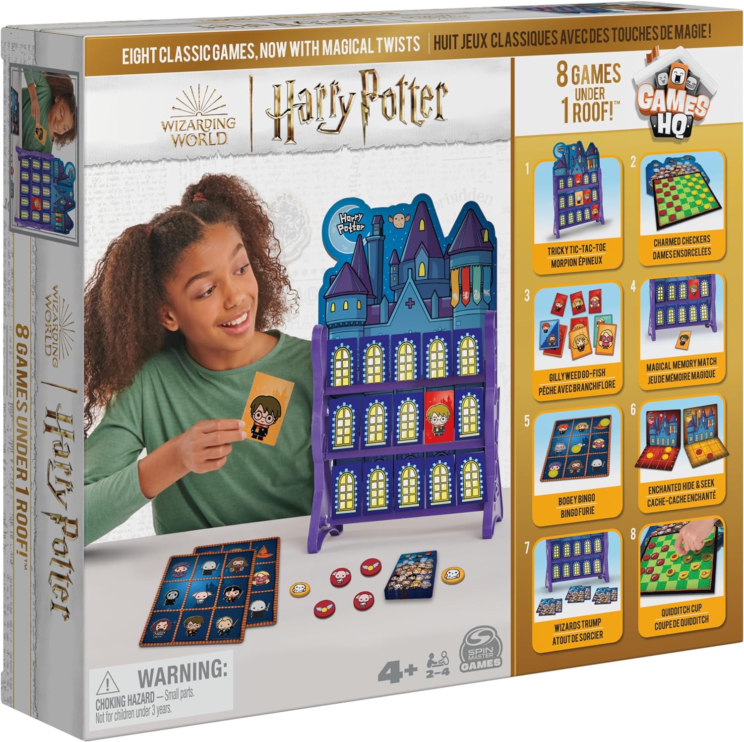 Wizarding World Juegos Harry Potter HQ Damas Tic TAC Toe Memory Match Go Fish Bingo Cartas Animales