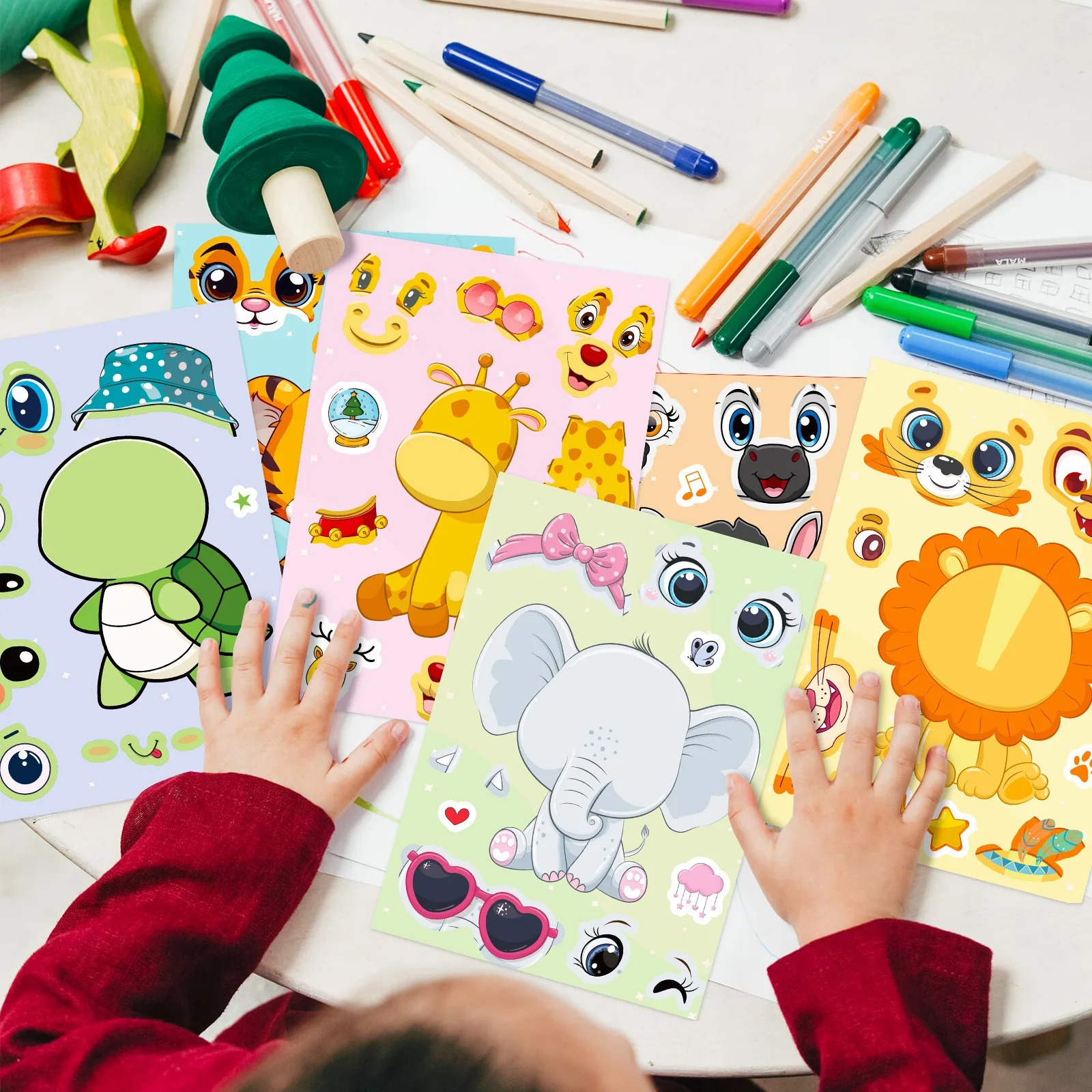 18 Etiquetas Armar DIY Caricatura Animales Tortuga Elefante Calcomanías Pegatinas