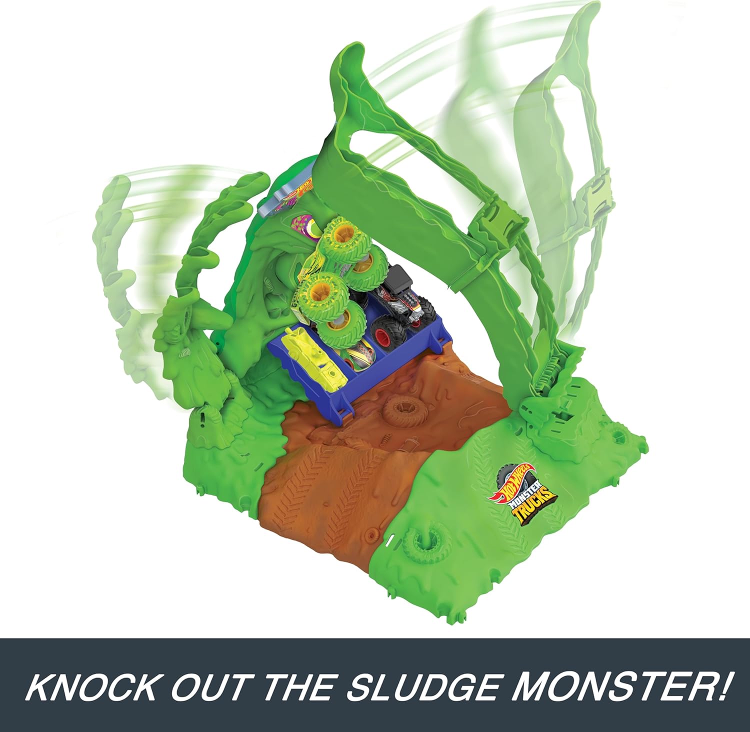Pista Mattel Hot Wheels Monster Trucks Arena de Demolición Glow in The Dark