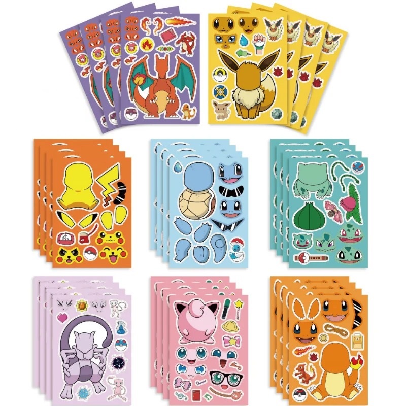 24 Etiquetas Armar DIY Anime Monstruos Bolsillo Calcomanías Pegatinas