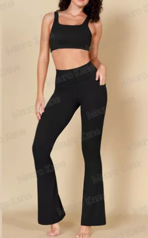Leggings Deportivos Con Bolsillo Pantalones De Pierna Ancha