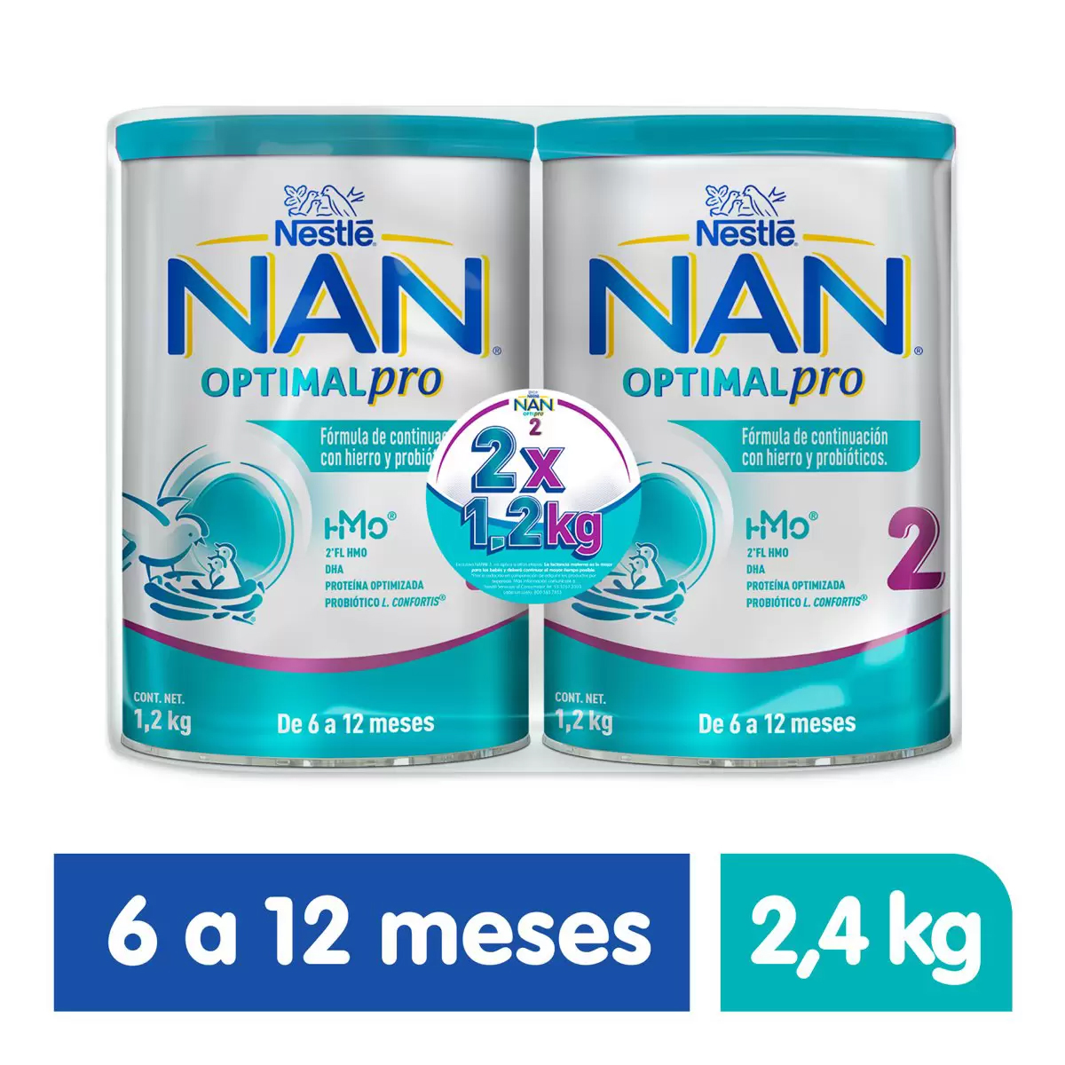 Fórmula Infantil Nan Optimal Pro Etapa 2, 1.2kg 2pz