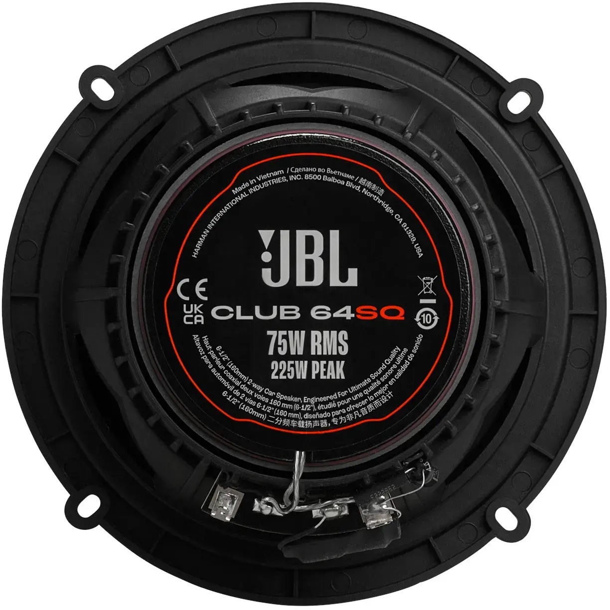 Bocinas Premium JBL Club 64 180w SPKCB64SQ Para Auto de 6-1/2" 2 Vias Conos de Fibra de Carbono Color Negro