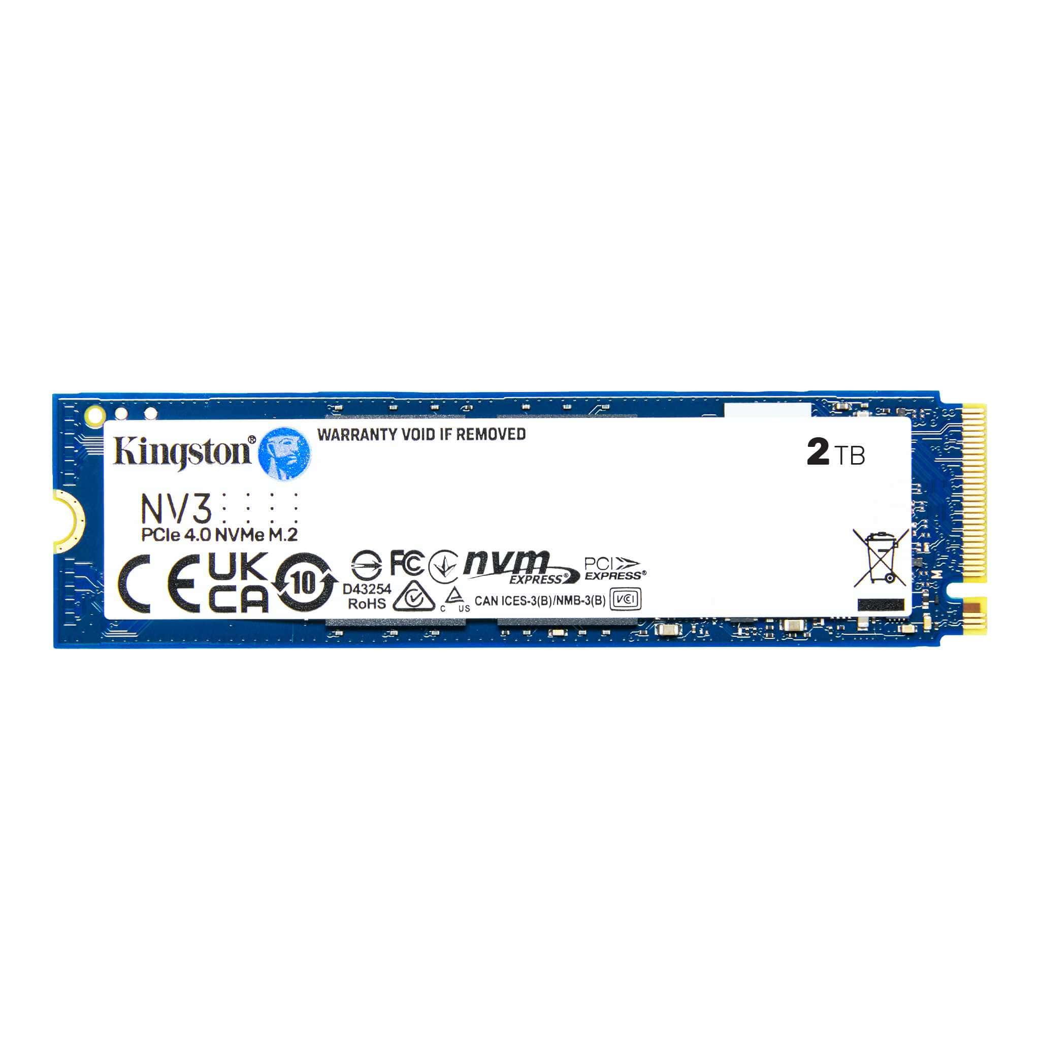 Unidad de Estado Sólido Kingston NV3 de 2 TB, M2 2280, NVMe PCIe Gen 4X4, 6000/5000 MB/s