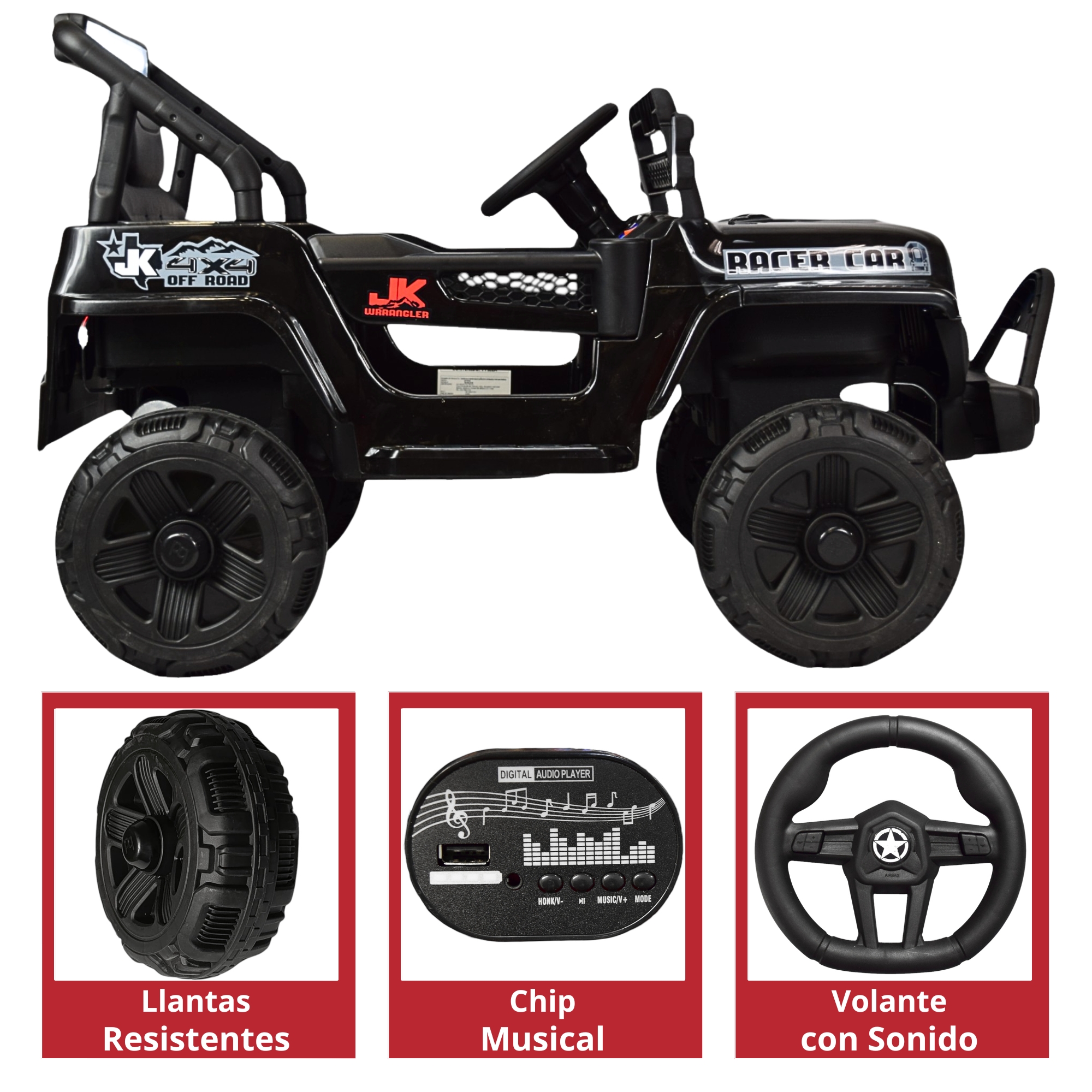 	Camioneta Montable Electrica para Niños Control Remoto 12v - Negro