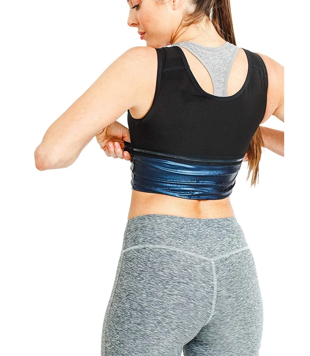Chaleco neopreno sauna negro mujer entrenador adelgazantes ropa moldeadora ropa gym quemar grasa