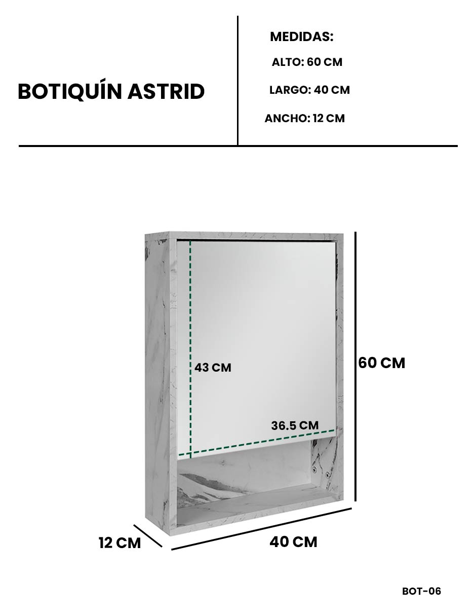 Botiquin Organizador Con Espejo ASTRID Gabinete De Baño