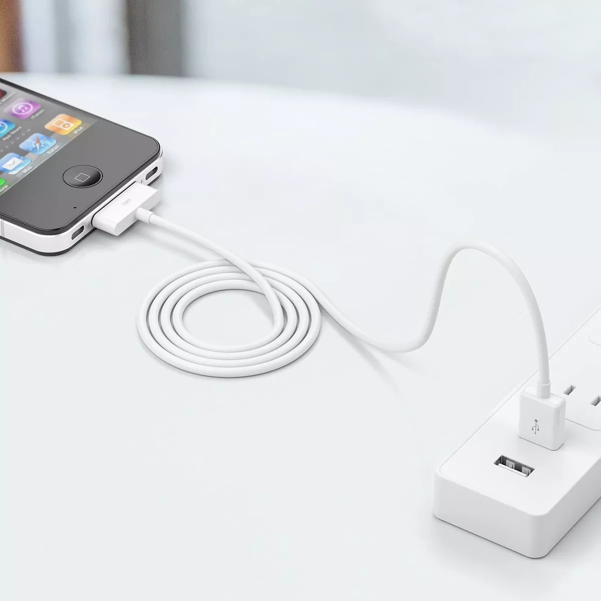 Cable 30 Pin A Usb Para iPod iPhone 4 4s iPad 1 2 3 1 Metro blanco portátil durable carga gadgets