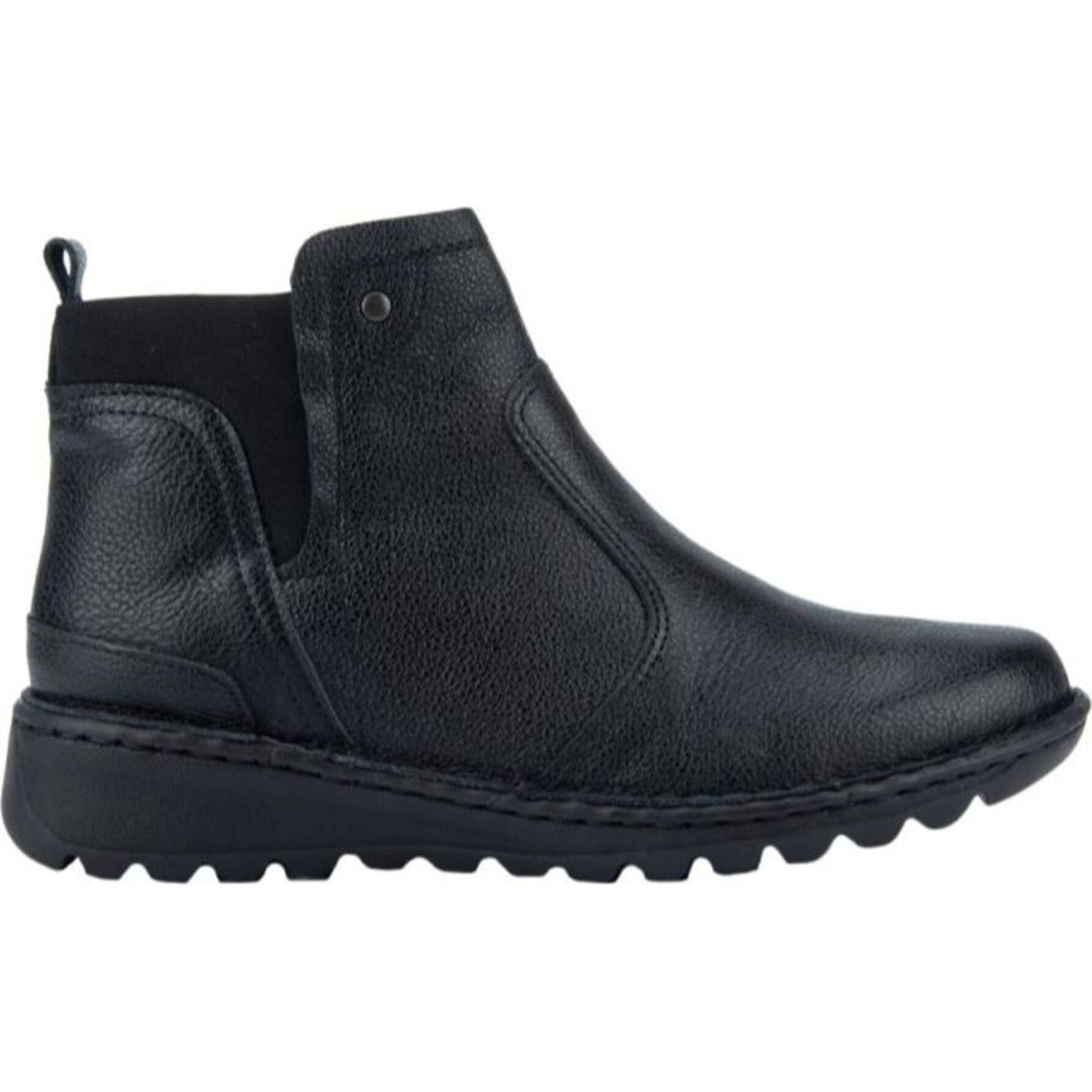 Botas para mujer, tipo botín confort, de piel, con cierre, acabado flotter, marca Lobo Solo, color negro, mod. 1176823