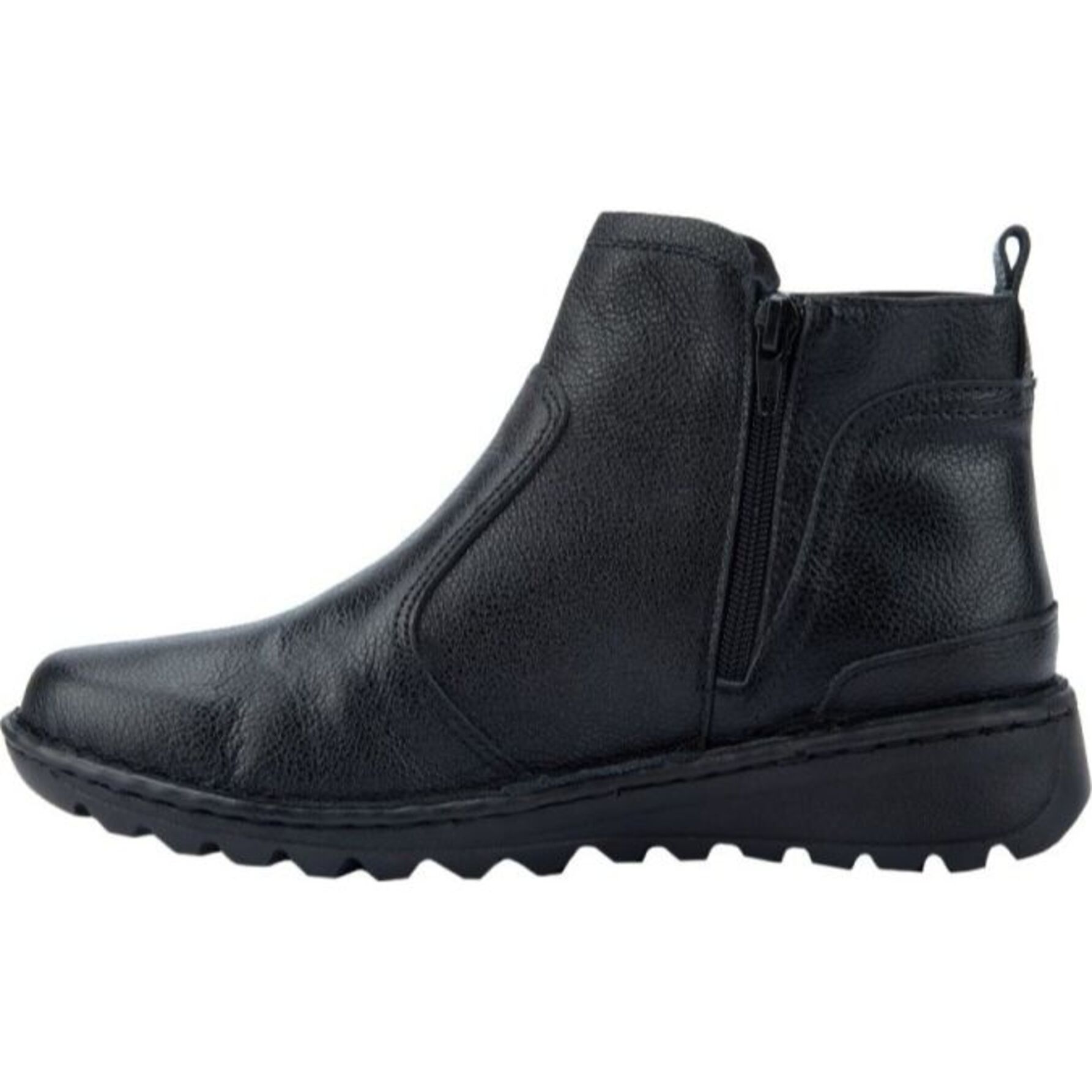 Botas para mujer, tipo botín confort, de piel, con cierre, acabado flotter, marca Lobo Solo, color negro, mod. 1176823