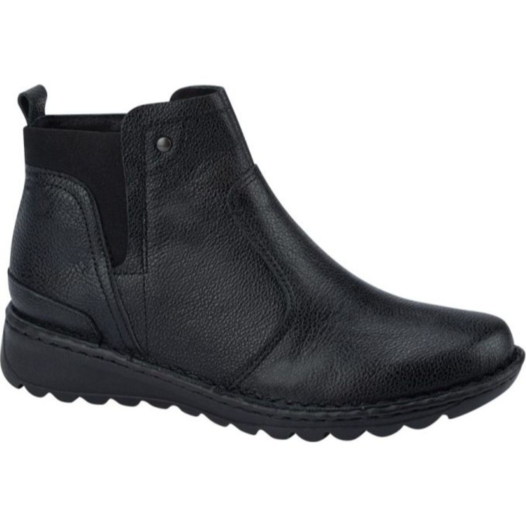 Botas para mujer, tipo botín confort, de piel, con cierre, acabado flotter, marca Lobo Solo, color negro, mod. 1176823