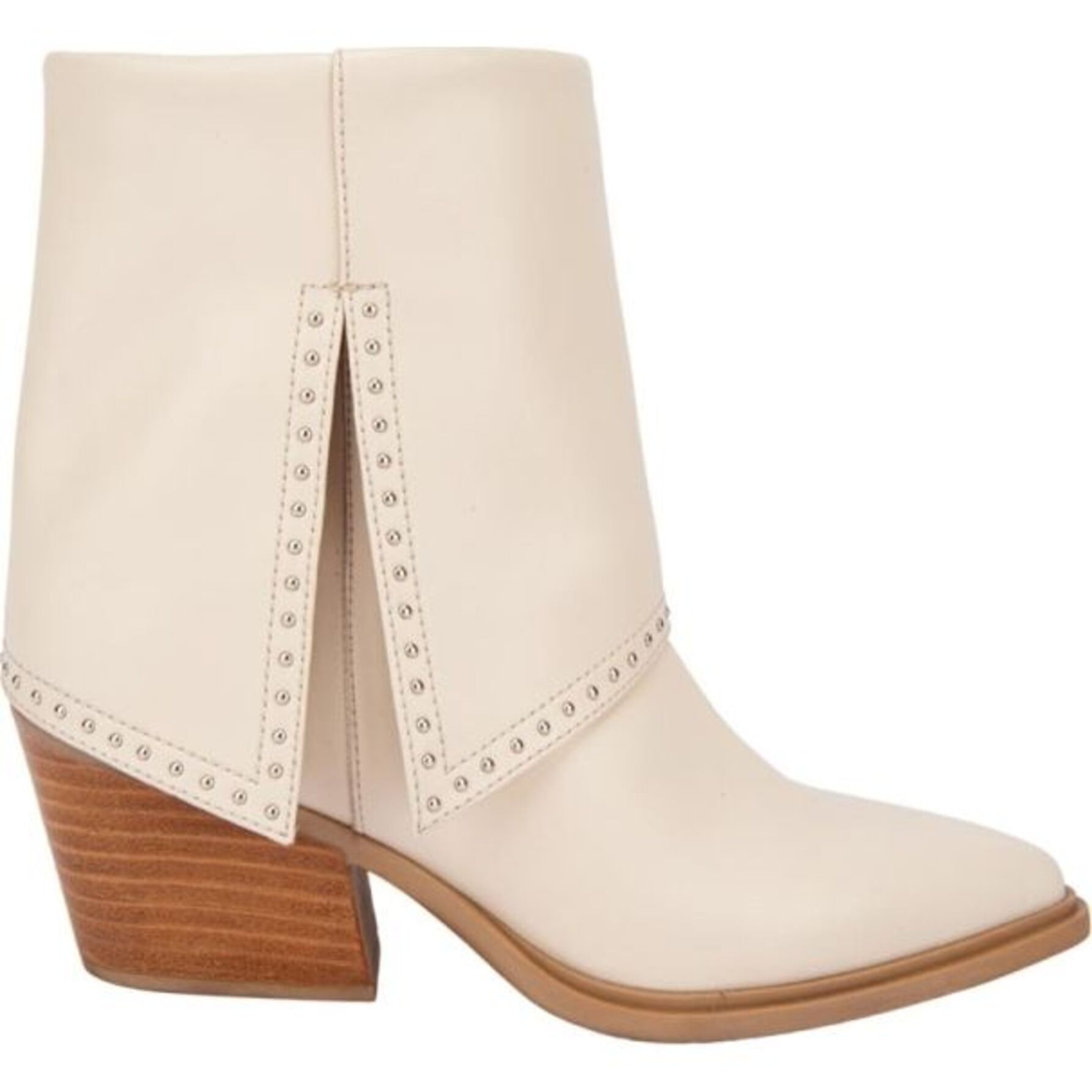 Botas para mujer, de tipo texano, con estoperoles en la caña, puntales, con acabado napa y tacón medio, marca Salamandra, color beige, mod. 1177219