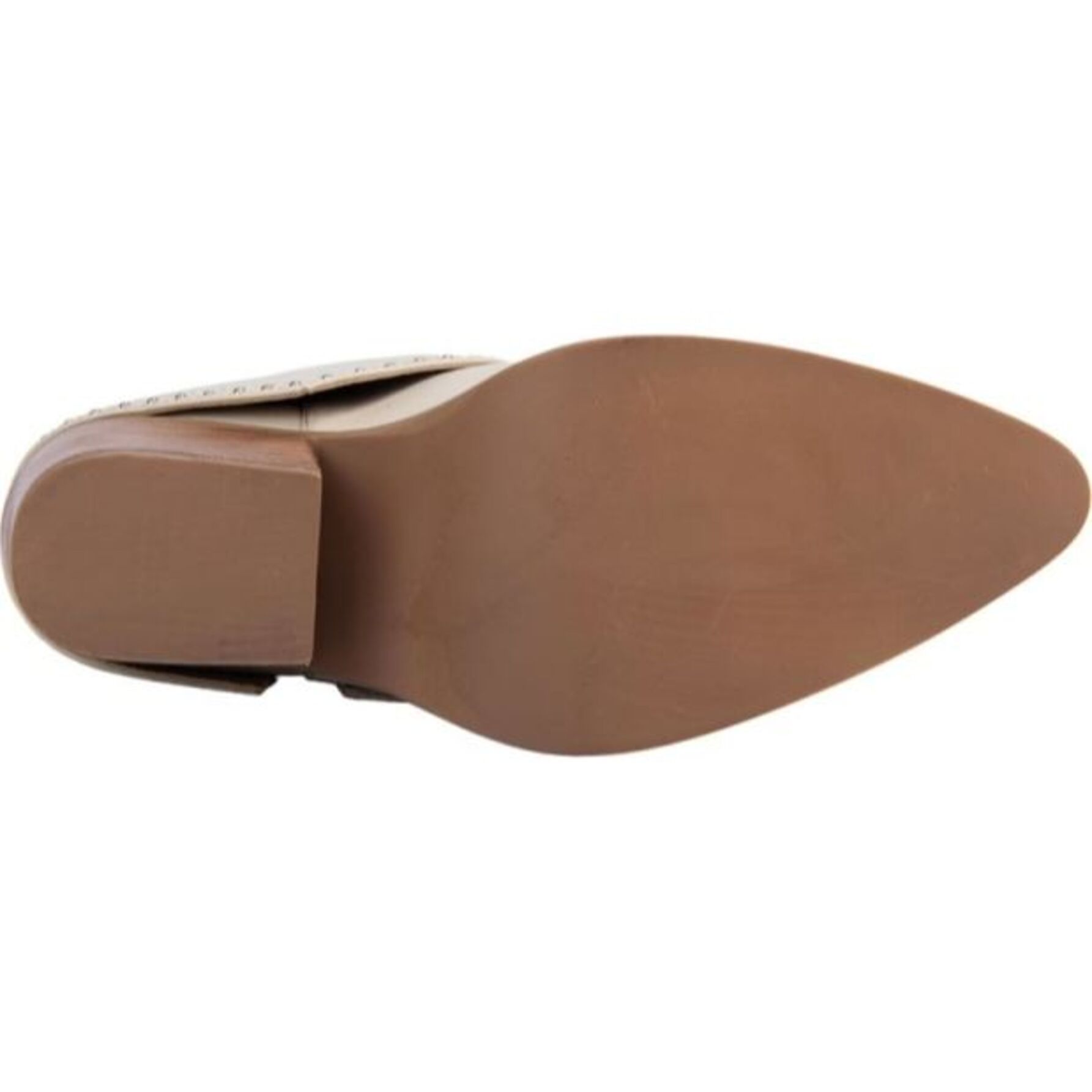 Botas para mujer, de tipo texano, con estoperoles en la caña, puntales, con acabado napa y tacón medio, marca Salamandra, color beige, mod. 1177219