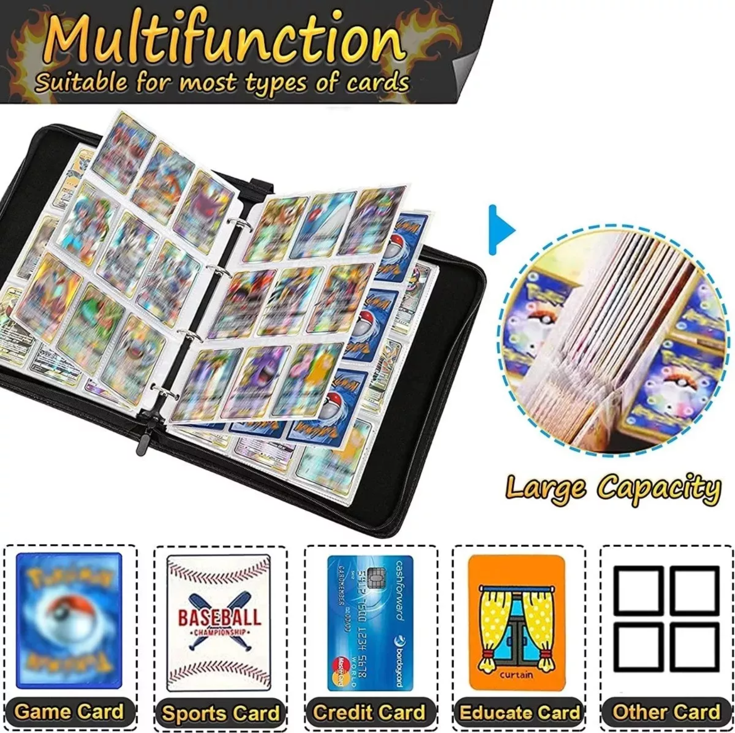OFERTA Carpeta PARA 400 Tarjetas De Pokémon, tamaño estandar