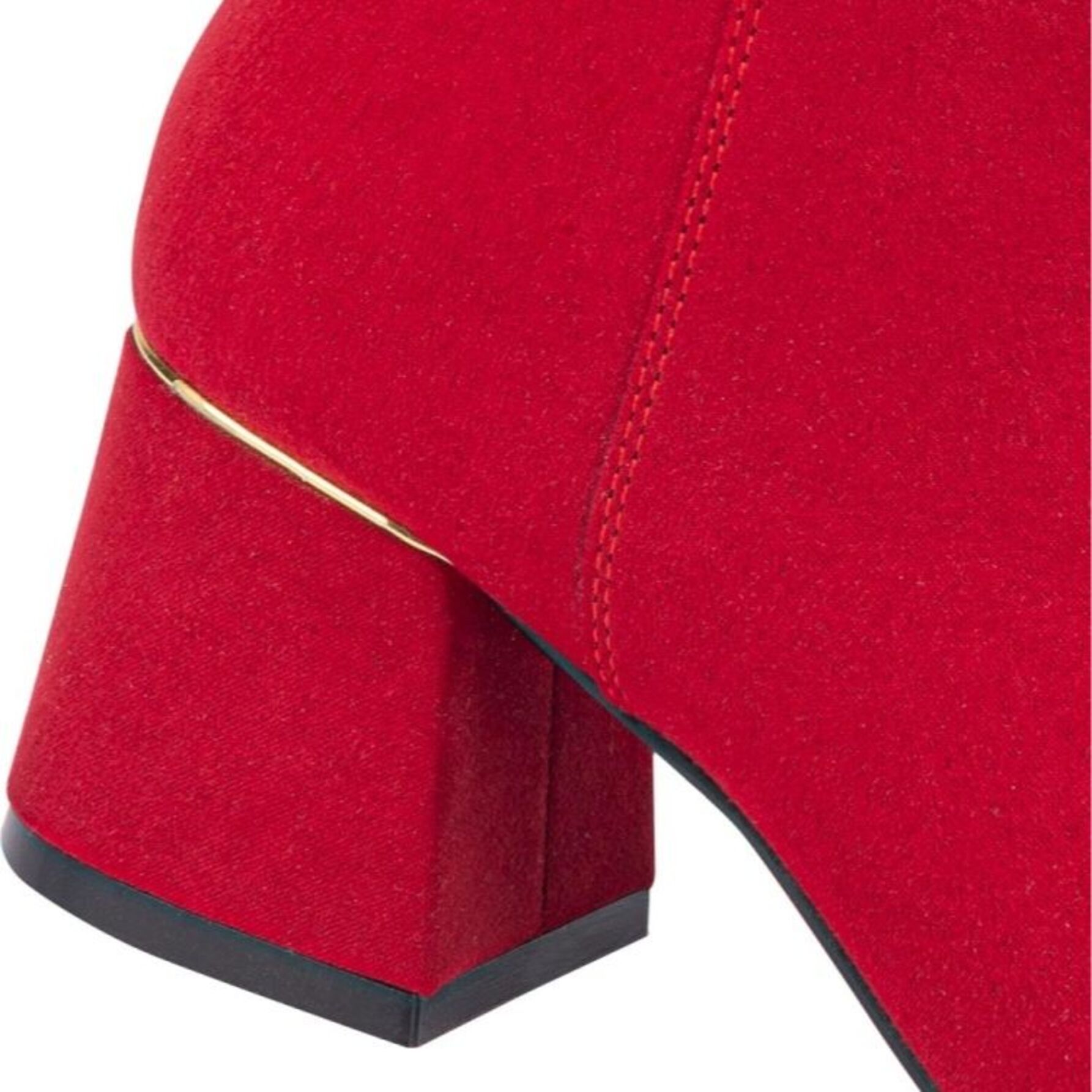 Botas para mujer, cortas, con tacón ancho y bajo, acabado ante, punta redonda, marca Yaeli Fashion, color rojo, mod. 1179336