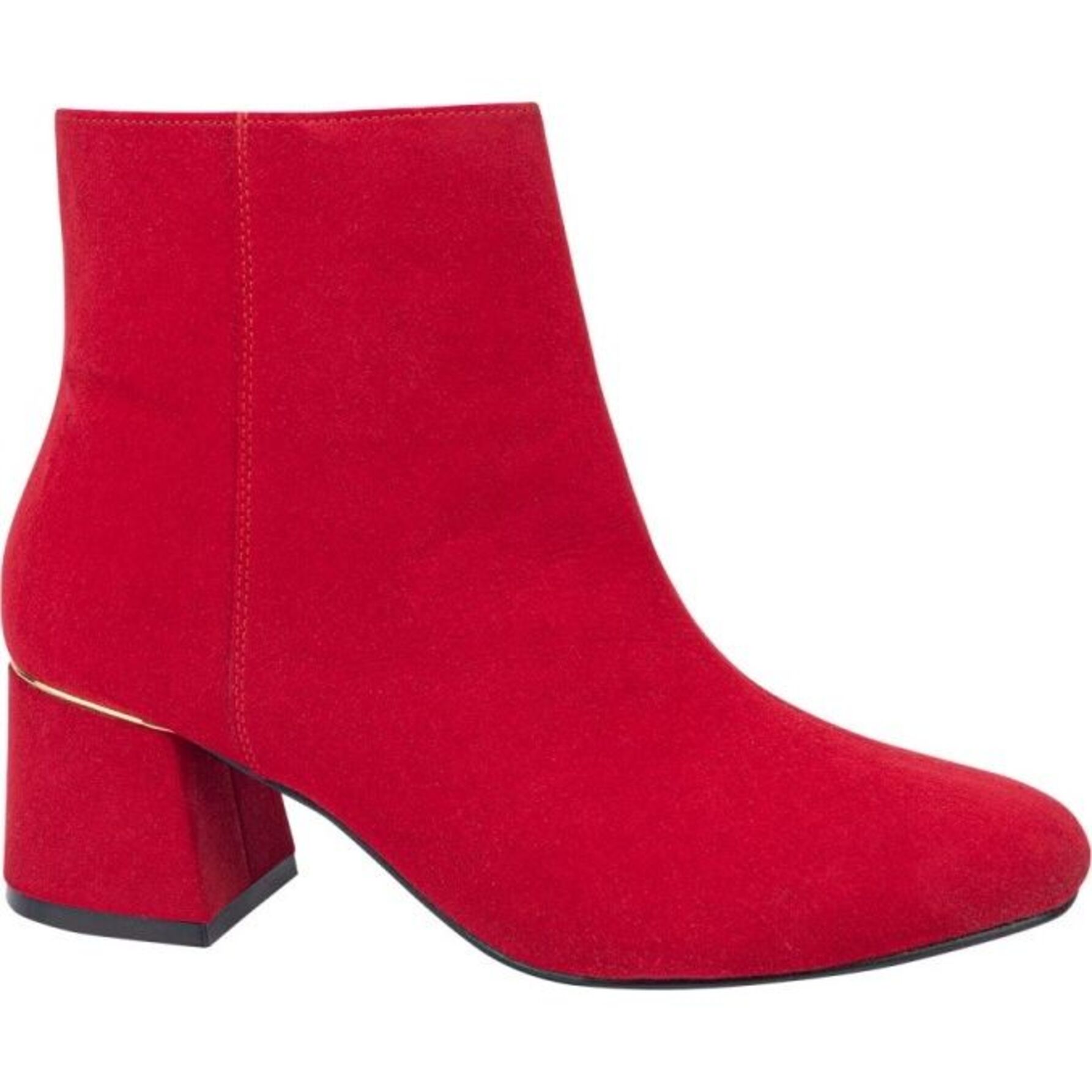 Botas para mujer, cortas, con tacón ancho y bajo, acabado ante, punta redonda, marca Yaeli Fashion, color rojo, mod. 1179336