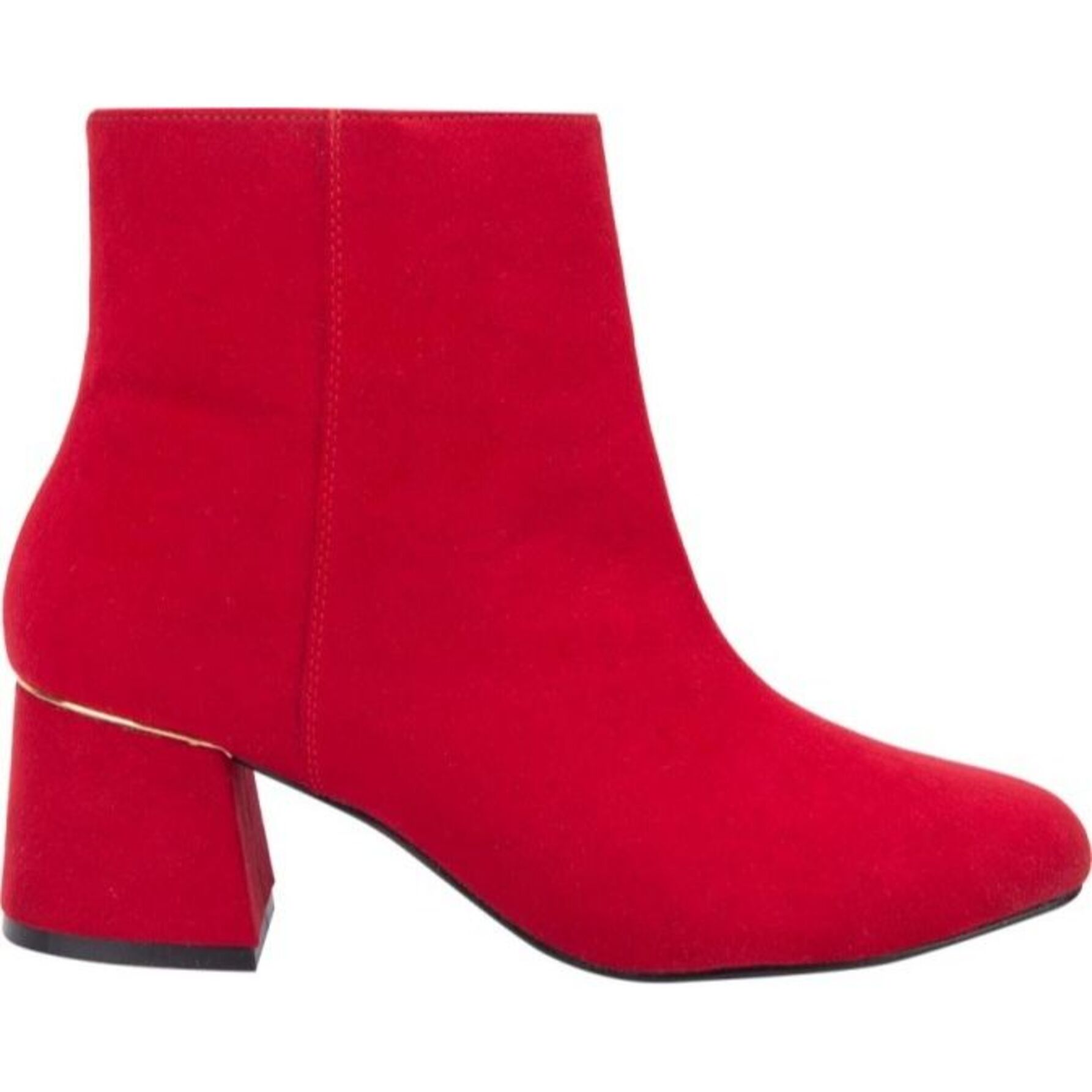 Botas para mujer, cortas, con tacón ancho y bajo, acabado ante, punta redonda, marca Yaeli Fashion, color rojo, mod. 1179336