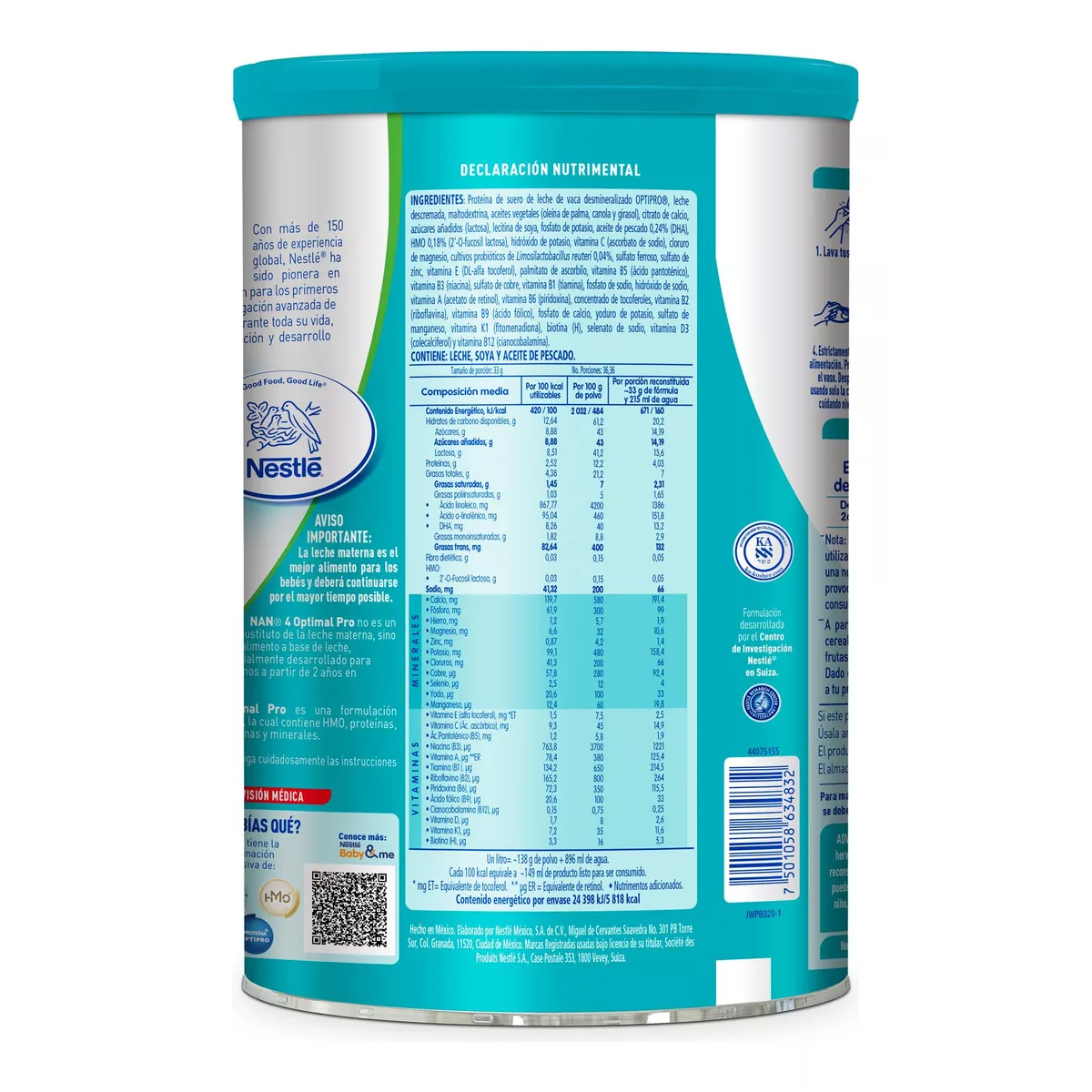 Fórmula Infantil Nan Optimal Pro Etapa 4, 1.2kg 2pz