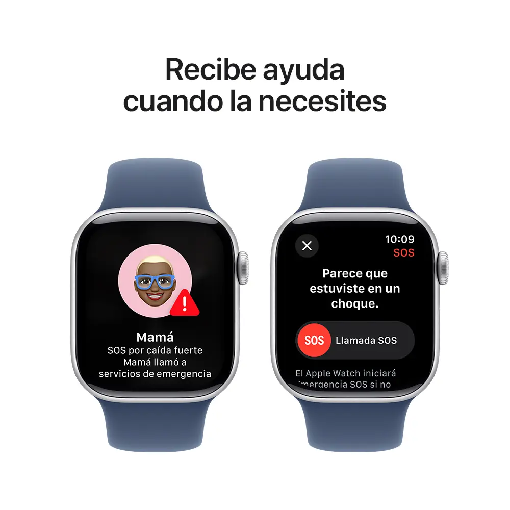 Apple Watch S10 (GPS) Caja de aluminio plata 42mm con correa deportiva azul denim
