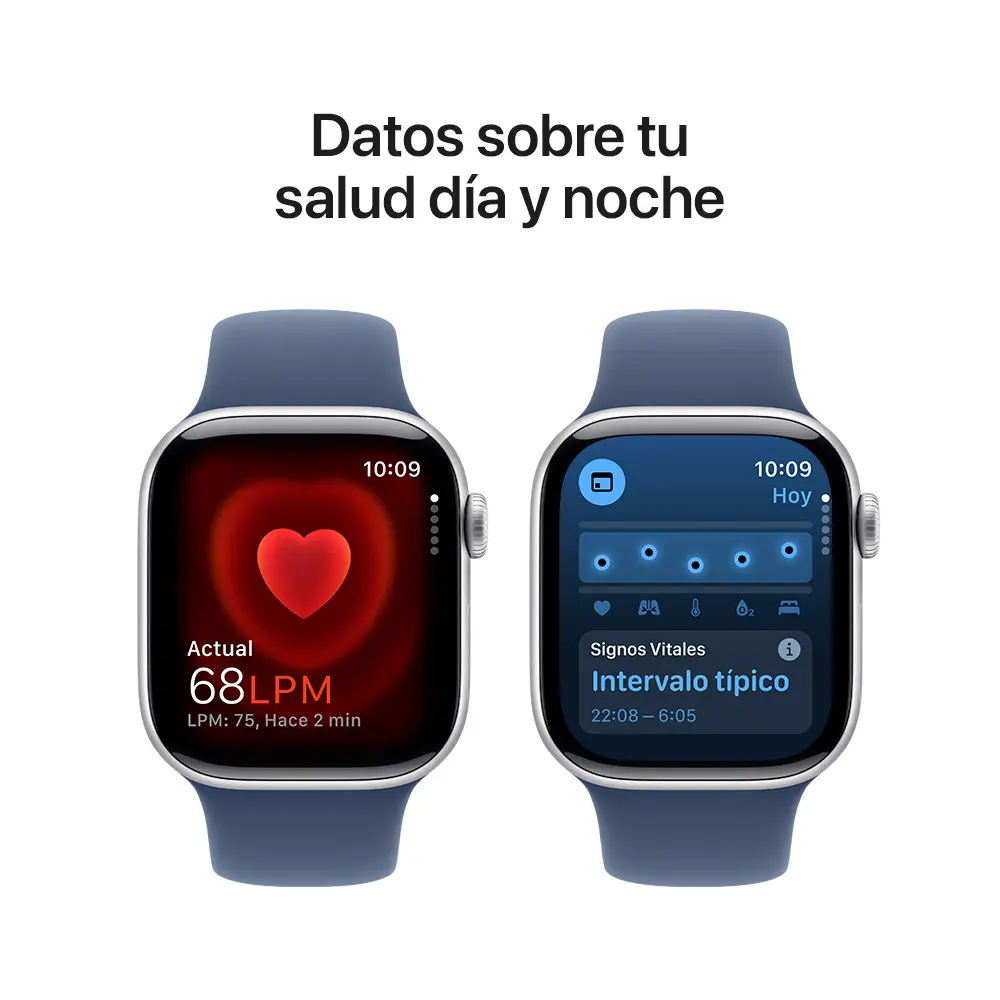 Apple Watch S10 (GPS) Caja de aluminio plata 42mm con correa deportiva azul denim